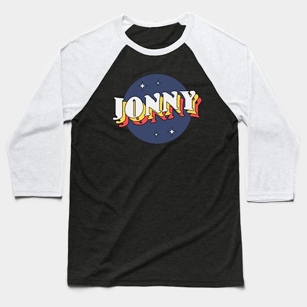 Jonny - Colorful Layered Retro Letters Baseball T-Shirt by Mandegraph